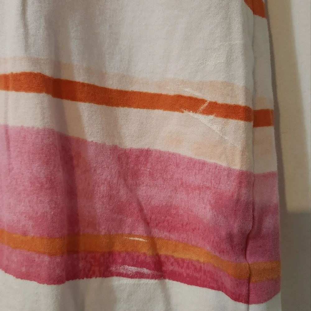 Women's Talbots Pink And Orange Stripe Tee, Size L - Picture 4 of 11